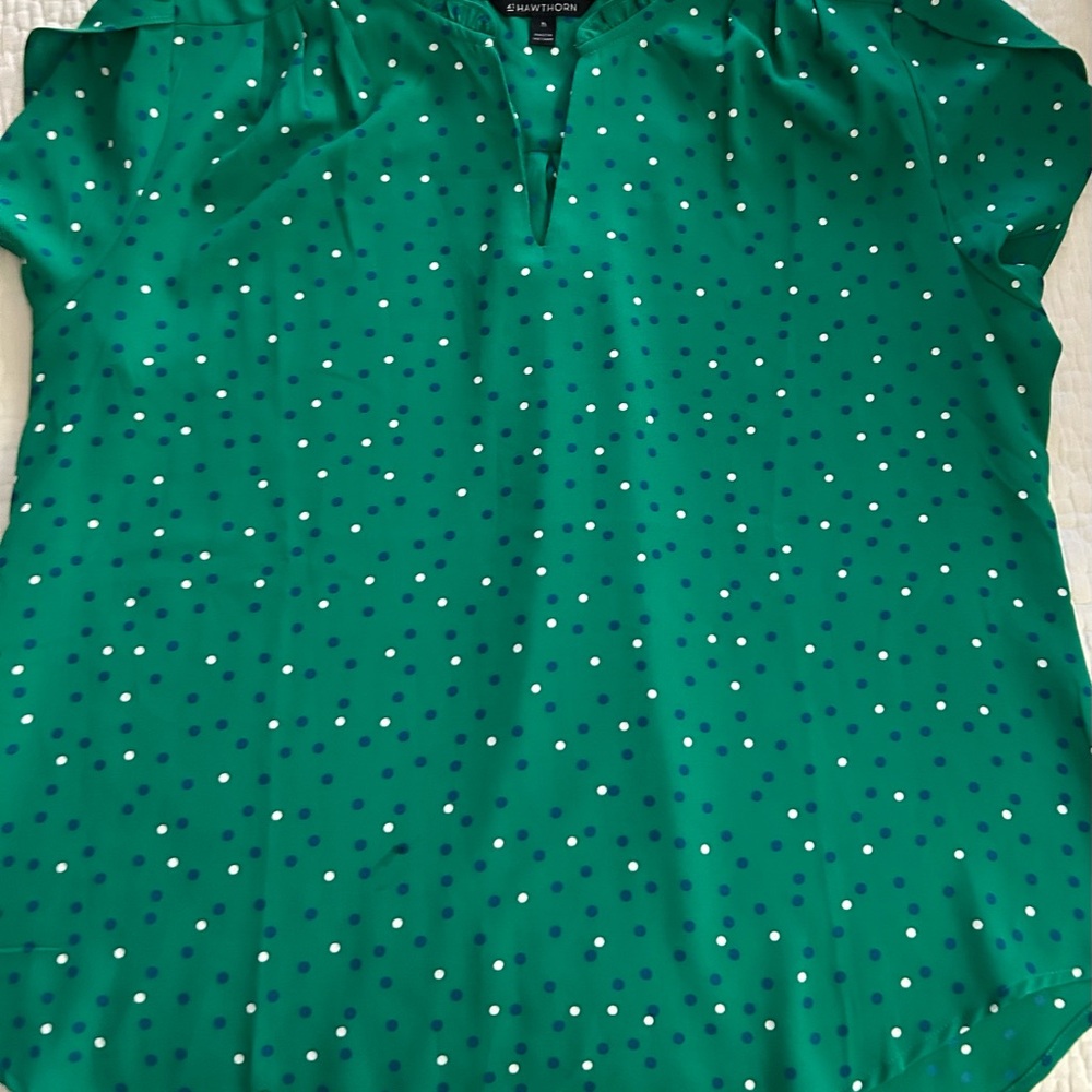 41 Hawthorn Green Polka Dot Blouse